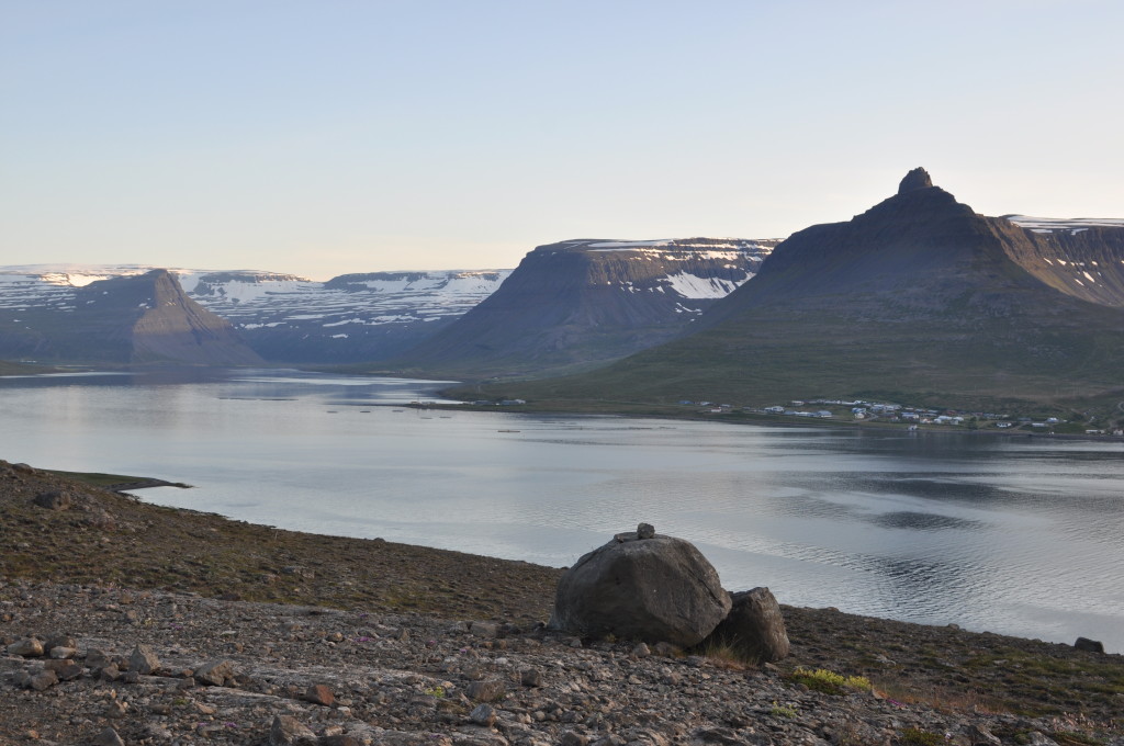 Across  Áulfta fjord to the town of Súðavík in the Westfjords.