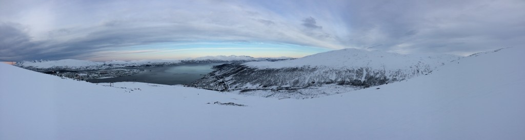 Looking north over Tromsø from atop the world's northernmost ski area