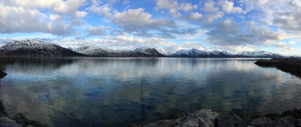 Hinnøya across Sortlandsundet from Sortland. BONUS: Underwater pipe is visible.