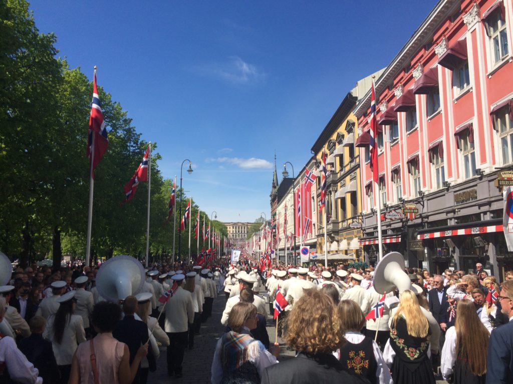 Marching Karl Johans gate with Katta in the 17. mai parade . . .